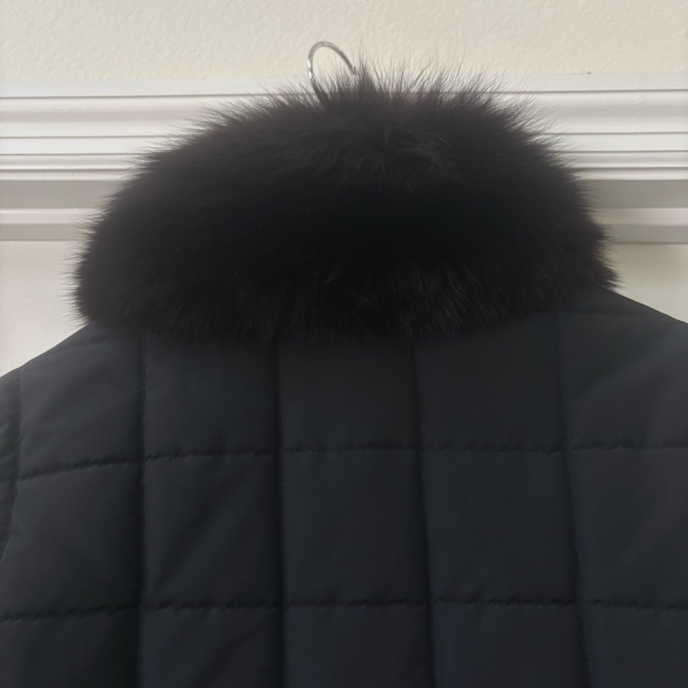 Black Quilted Lightweight Puffer Jacket with Removable Faux Fur Collar Size 8 - Picture 6 of 14